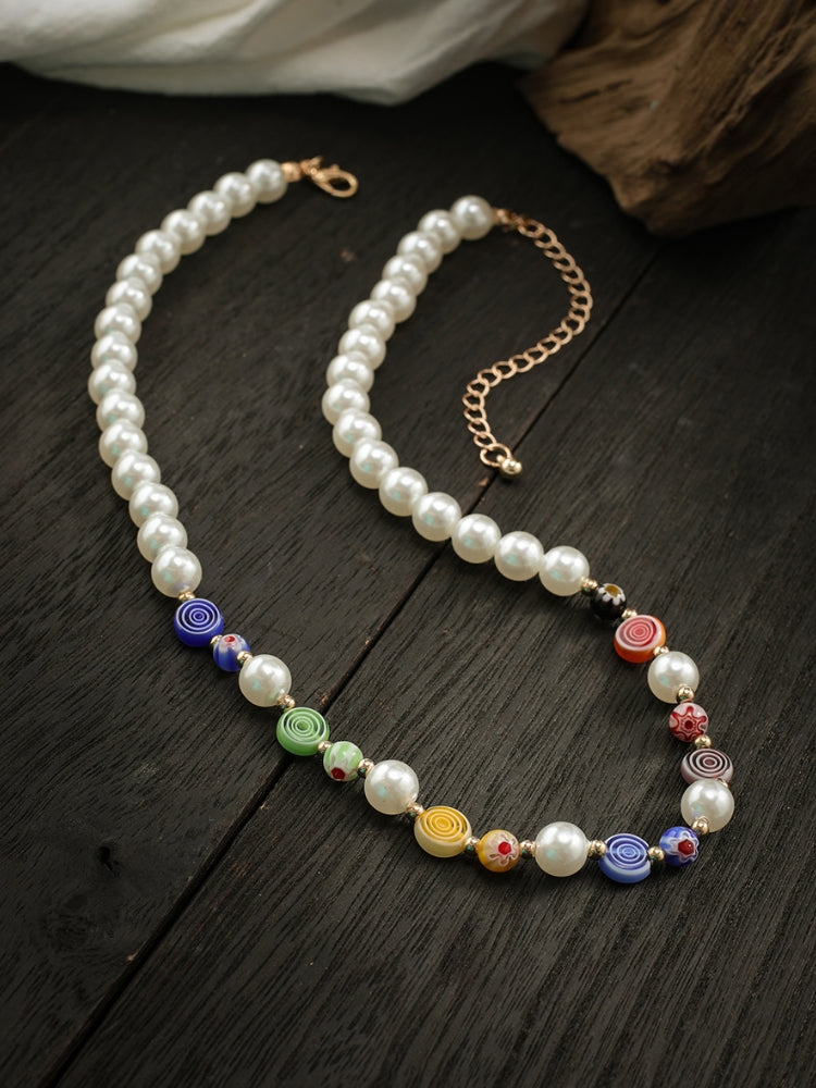 COLORFUL PEARL BEACH CHOKER NECKLACE