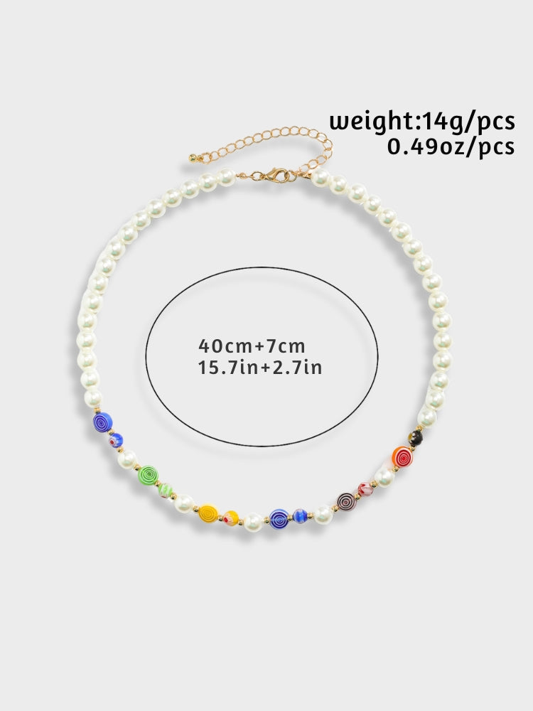 COLORFUL PEARL BEACH CHOKER NECKLACE