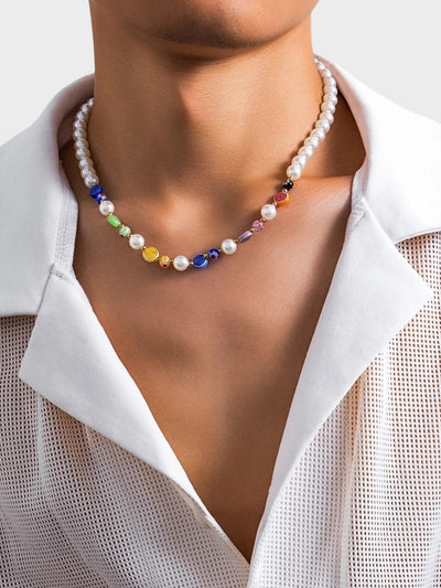COLORFUL PEARL BEACH CHOKER NECKLACE