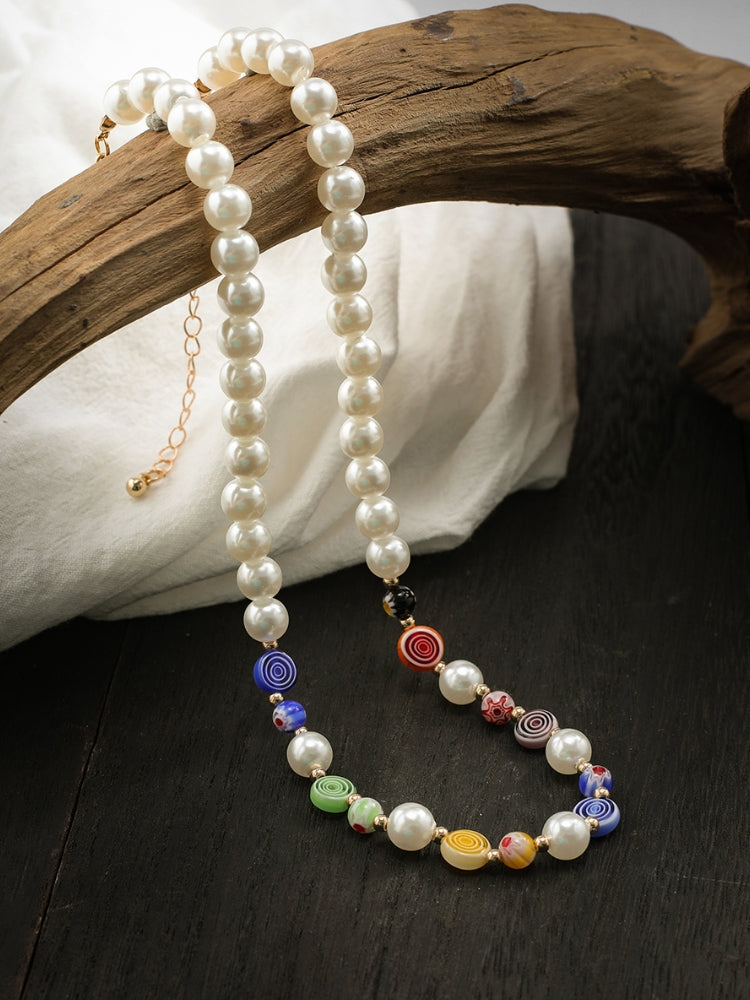 COLORFUL PEARL BEACH CHOKER NECKLACE