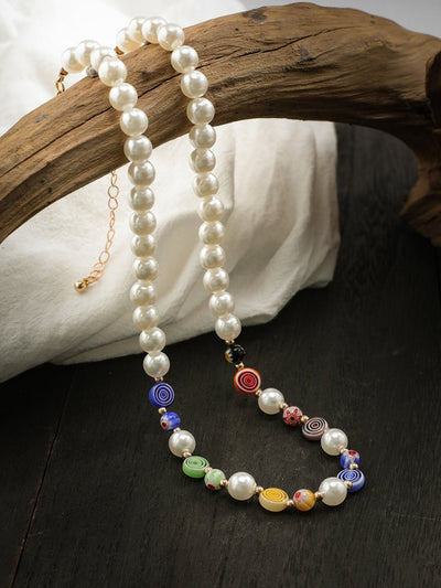 COLORFUL PEARL BEACH CHOKER NECKLACE