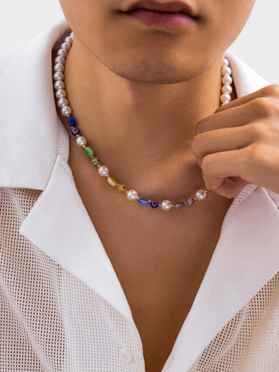 COLORFUL PEARL BEACH CHOKER NECKLACE