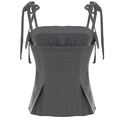Coquette Ruched Bow Tie Top