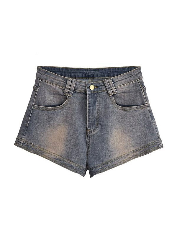 DISTRESSED DENIM SHORTS REGULAR FIT COTTON BLEND FOR CASUAL WEAR