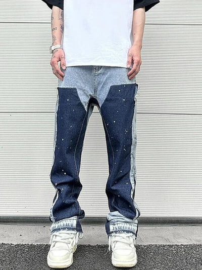 DISTRESSED PATCHWORK DENIM PANTS FOR MEN - DENIM JEANS PATCHED STYLE