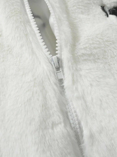 FAUX FUR JACKET WITH WHITE CROSS FOR WINTER ADVENTURES AND EVERYDAY WEAR