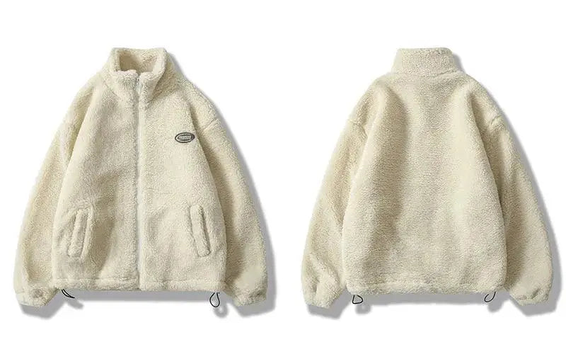 FLEECE JACKET CREAM HIP HOP STYLE