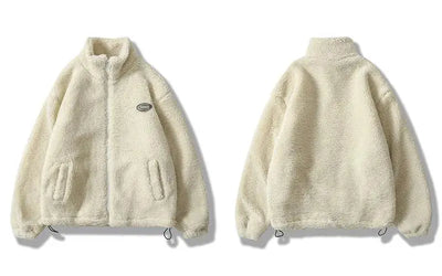 FLEECE JACKET CREAM HIP HOP STYLE