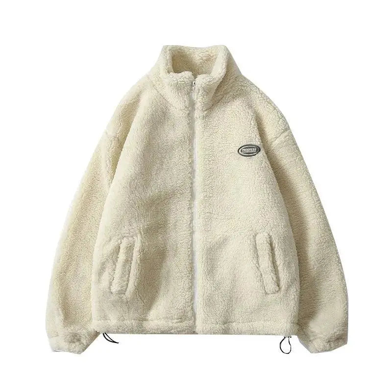 FLEECE JACKET CREAM HIP HOP STYLE