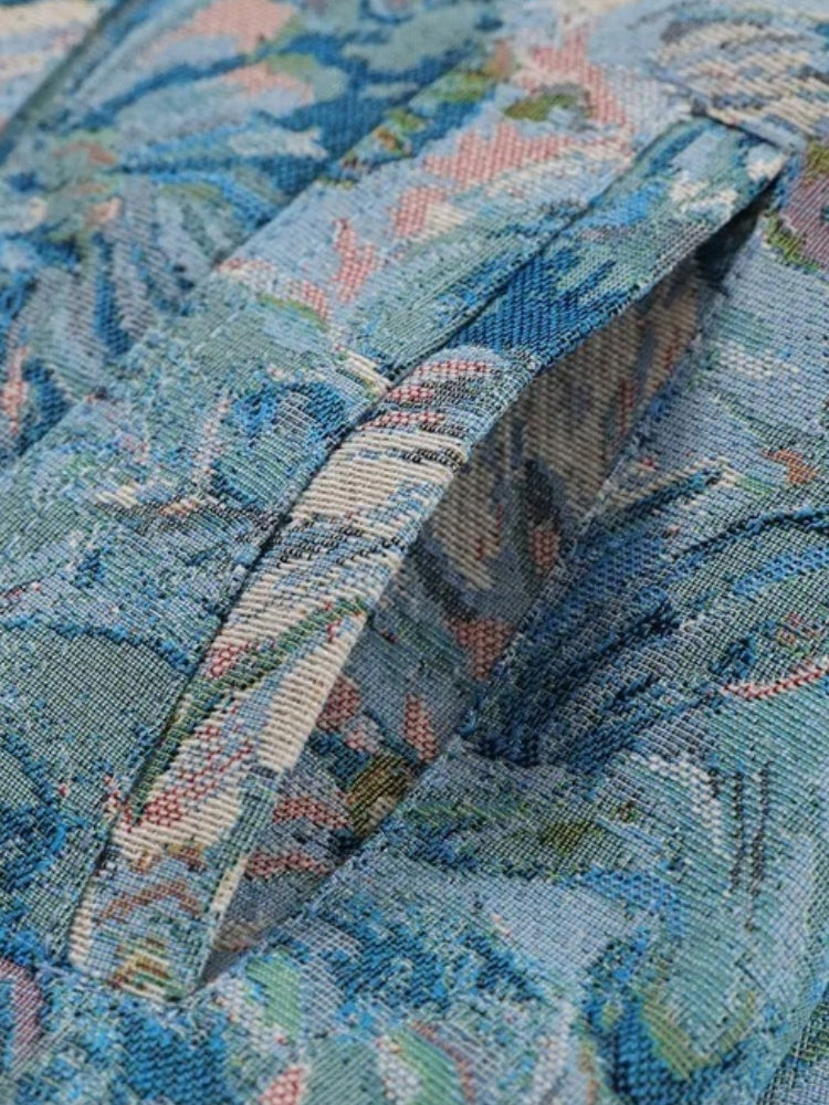 FLORAL DENIM JACKET FOR MEN’S COTTON BLEND STYLE