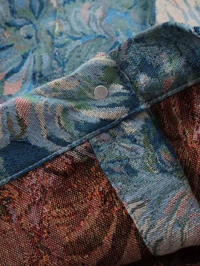 FLORAL DENIM JACKET FOR MEN’S COTTON BLEND STYLE