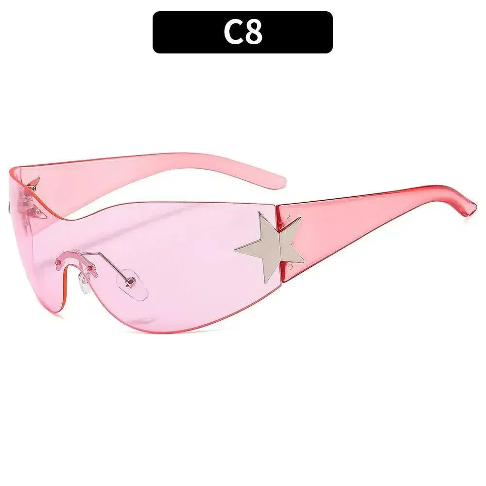 FUTURISTIC BLACK SUNGLASSES WITH STAR - LUXURY PUNK SPORTS ACCESSORY