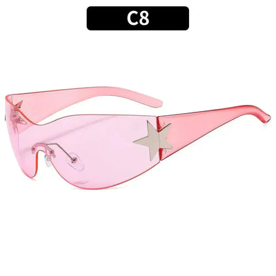 FUTURISTIC BLACK SUNGLASSES WITH STAR - LUXURY PUNK SPORTS ACCESSORY