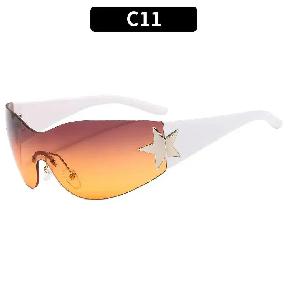 FUTURISTIC BLACK SUNGLASSES WITH STAR - LUXURY PUNK SPORTS ACCESSORY