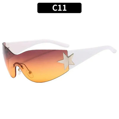 FUTURISTIC BLACK SUNGLASSES WITH STAR - LUXURY PUNK SPORTS ACCESSORY
