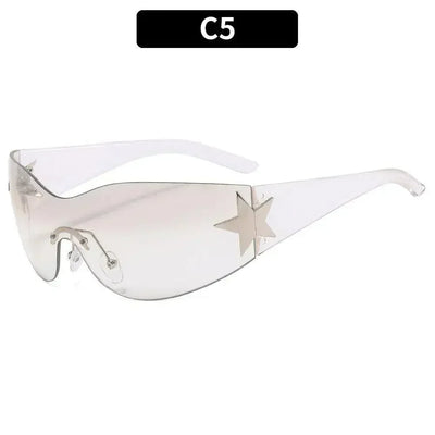 FUTURISTIC BLACK SUNGLASSES WITH STAR - LUXURY PUNK SPORTS ACCESSORY