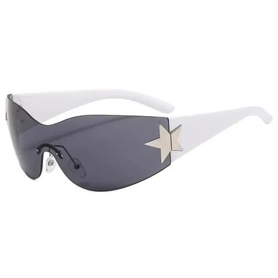 FUTURISTIC BLACK SUNGLASSES WITH STAR - LUXURY PUNK SPORTS ACCESSORY