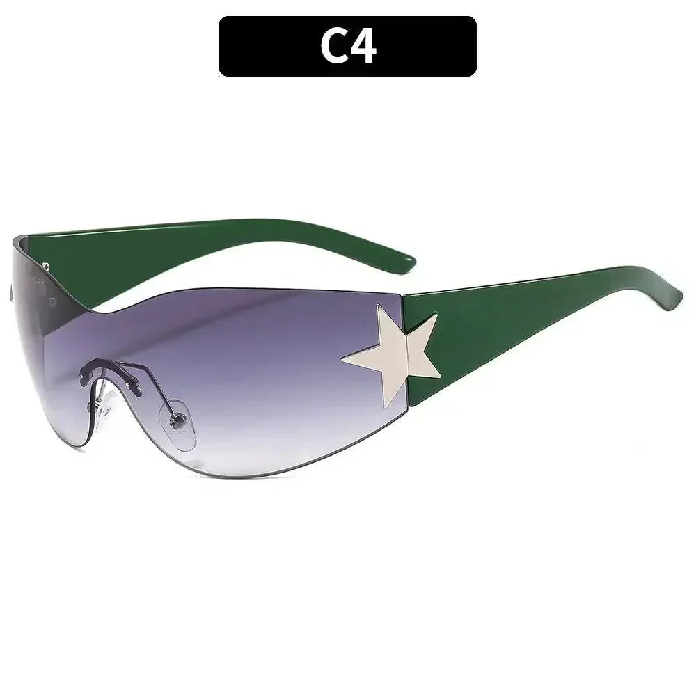 FUTURISTIC BLACK SUNGLASSES WITH STAR - LUXURY PUNK SPORTS ACCESSORY