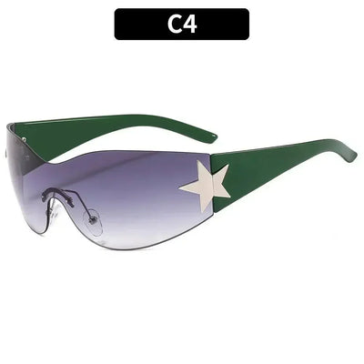 FUTURISTIC BLACK SUNGLASSES WITH STAR - LUXURY PUNK SPORTS ACCESSORY