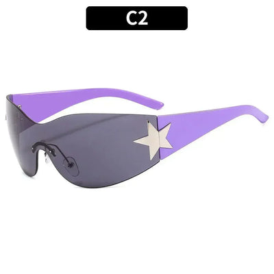 FUTURISTIC BLACK SUNGLASSES WITH STAR - LUXURY PUNK SPORTS ACCESSORY