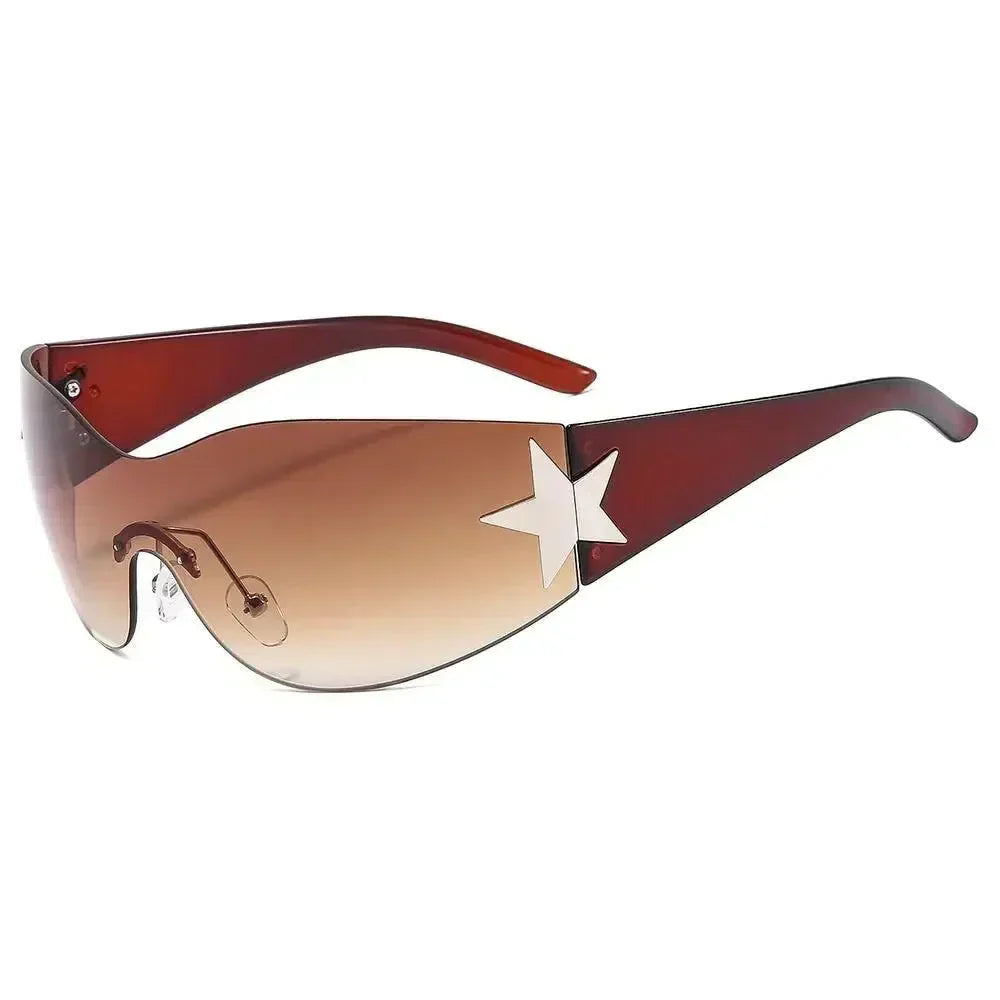 FUTURISTIC BLACK SUNGLASSES WITH STAR - LUXURY PUNK SPORTS ACCESSORY