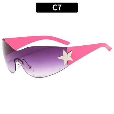 FUTURISTIC BLACK SUNGLASSES WITH STAR - LUXURY PUNK SPORTS ACCESSORY