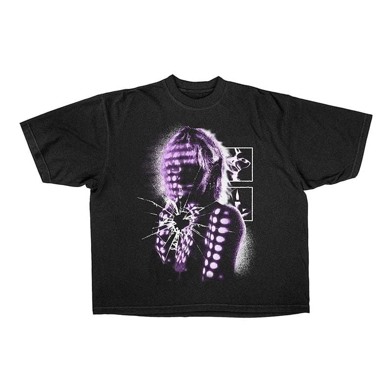 GRAPHIC T-SHIRT BLACK GRUNGY PURPLE STREETWEAR