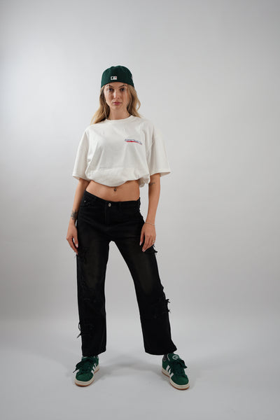 GRAPHIC TEE WITH PRINT DESIGN - OVERSIZED WHITE STREETWEAR T-SHIRT