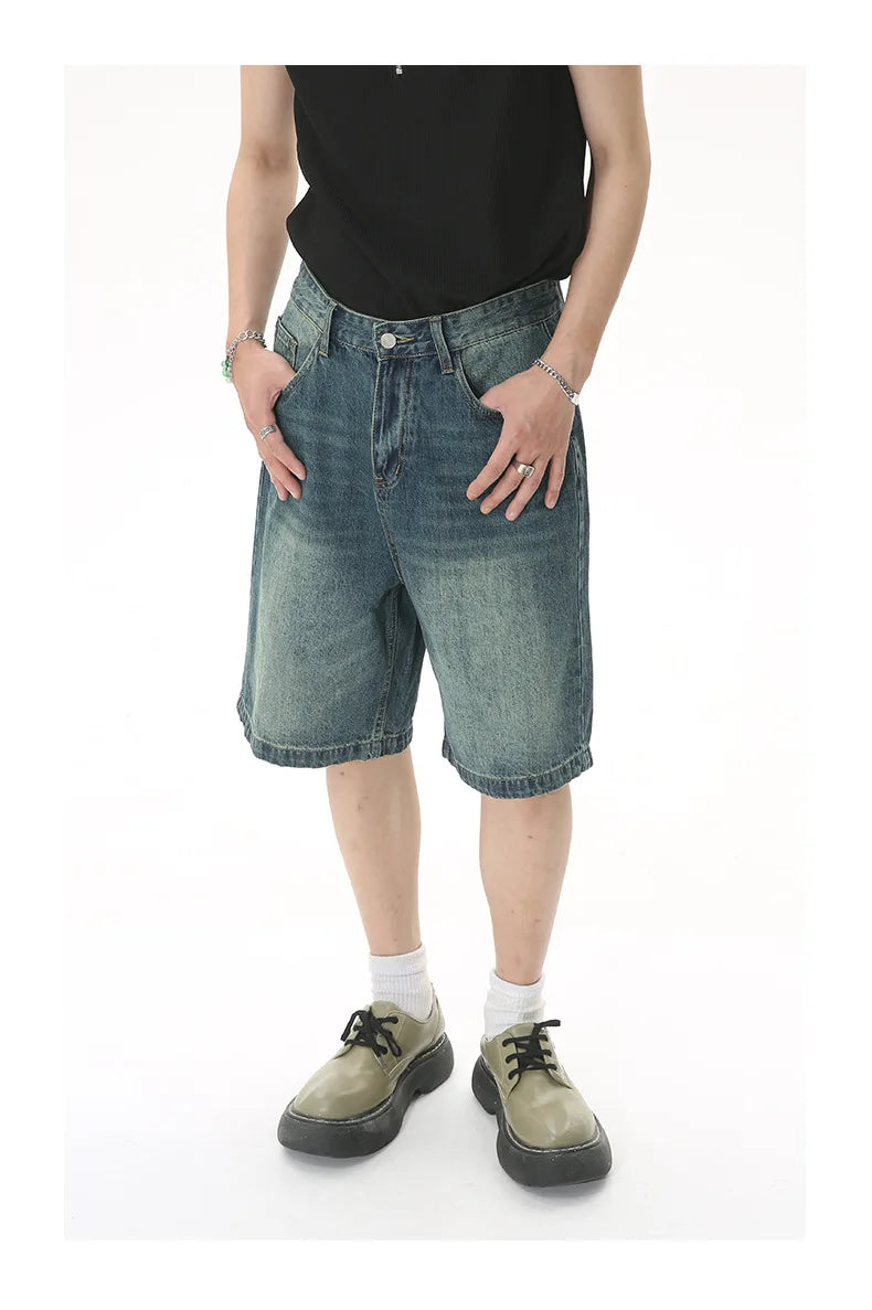 GRAY DENIM SHORTS CASUAL COTTON DENIM