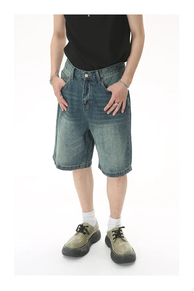 GRAY DENIM SHORTS CASUAL COTTON DENIM
