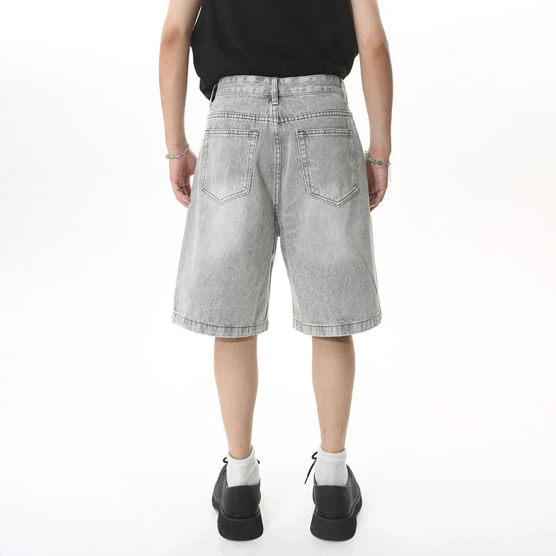 GRAY DENIM SHORTS CASUAL COTTON DENIM
