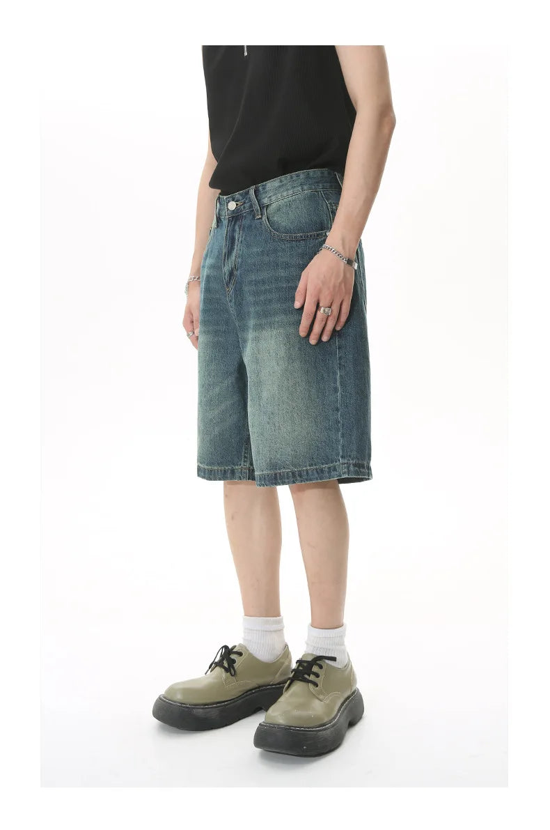 GRAY DENIM SHORTS CASUAL COTTON DENIM