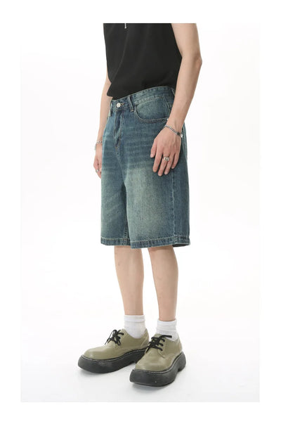 GRAY DENIM SHORTS CASUAL COTTON DENIM