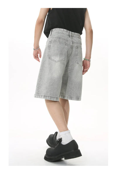 GRAY DENIM SHORTS CASUAL COTTON DENIM