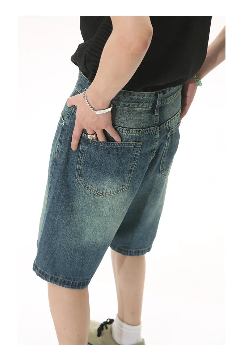 GRAY DENIM SHORTS CASUAL COTTON DENIM