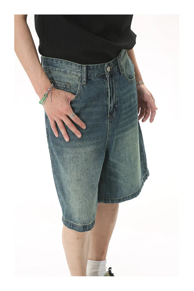 GRAY DENIM SHORTS CASUAL COTTON DENIM
