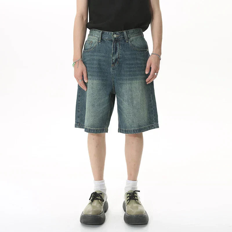 GRAY DENIM SHORTS CASUAL COTTON DENIM