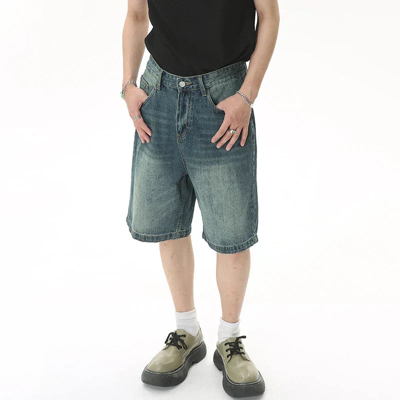 GRAY DENIM SHORTS CASUAL COTTON DENIM