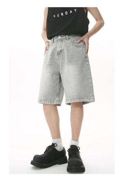 GRAY DENIM SHORTS CASUAL COTTON DENIM