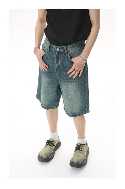 GRAY DENIM SHORTS CASUAL COTTON DENIM