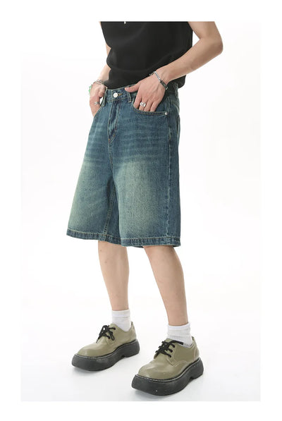 GRAY DENIM SHORTS CASUAL COTTON DENIM