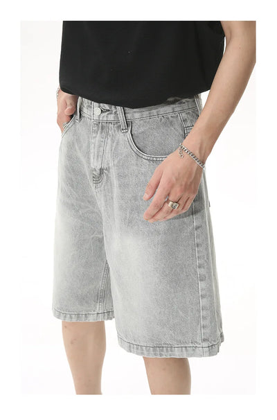GRAY DENIM SHORTS CASUAL COTTON DENIM