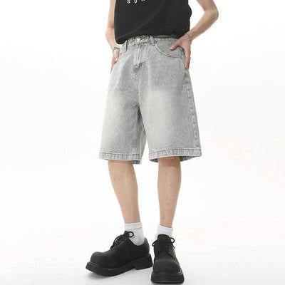 GRAY DENIM SHORTS CASUAL COTTON DENIM