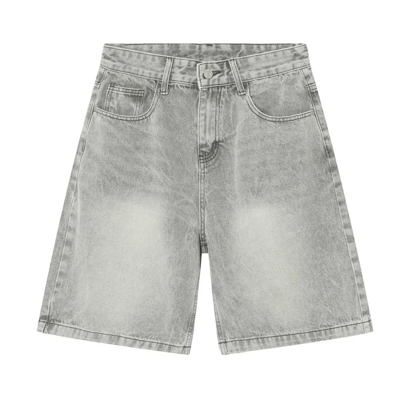 GRAY DENIM SHORTS CASUAL COTTON DENIM