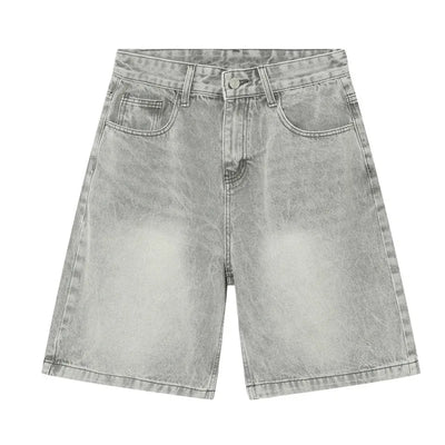 GRAY DENIM SHORTS CASUAL COTTON DENIM