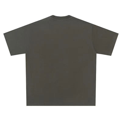 GRAY GRAPHIC T-SHIRT WITH ATOMIC PATTERNED DESIGN FOR UNIQUE STREETWEAR STYLE