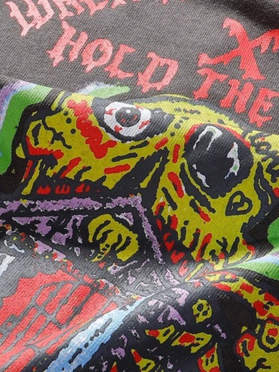 GRAY SKULL DESIGN TEE SHIRT Y2K STYLE