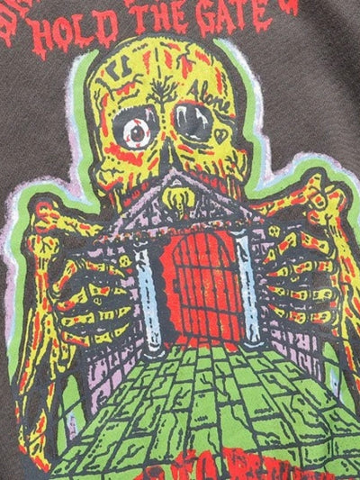 GRAY SKULL DESIGN TEE SHIRT Y2K STYLE