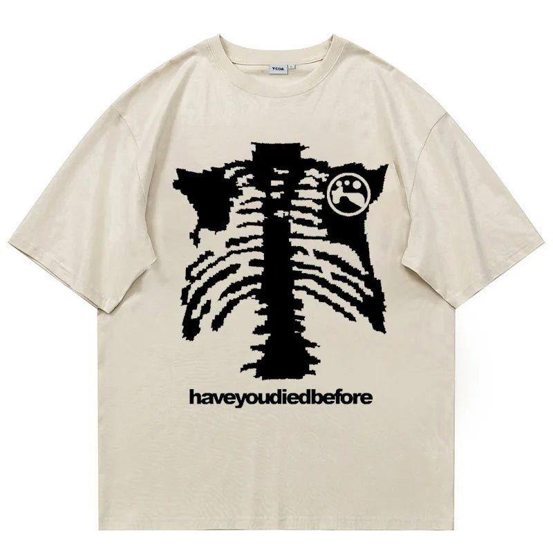 GRAY T-SHIRT WITH UNIQUE SKELETON DESIGN