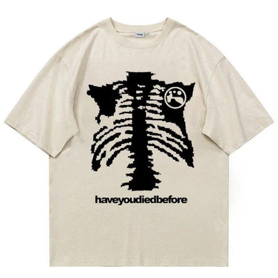 GRAY T-SHIRT WITH UNIQUE SKELETON DESIGN